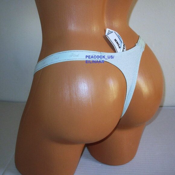 PINK Victorias Secret Micro Thong Panty S M L XL Shimmer Mint Green Silver Shine - Picture 1 of 5